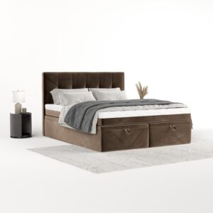 BOXBETT Arivo 140/200 cm Braun im Paros Stoff Textil AltaBeds Möbel > Betten > Boxspringbetten Braun