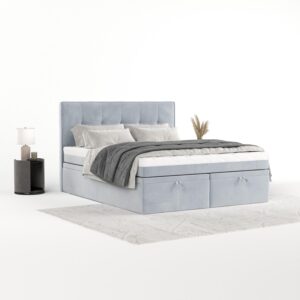 wohnli-moebel-suche-800001334952-1 BOXBETT Arivo 140/200 cm Hellgrau im Paros Stoff Textil AltaBeds Möbel > Betten > Boxspringbetten Grau