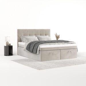 wohnli-moebel-suche-800001334956-1 BOXBETT Arivo 140/200 cm Hellbeige im Paros Stoff Textil AltaBeds Möbel > Betten > Boxspringbetten Beige