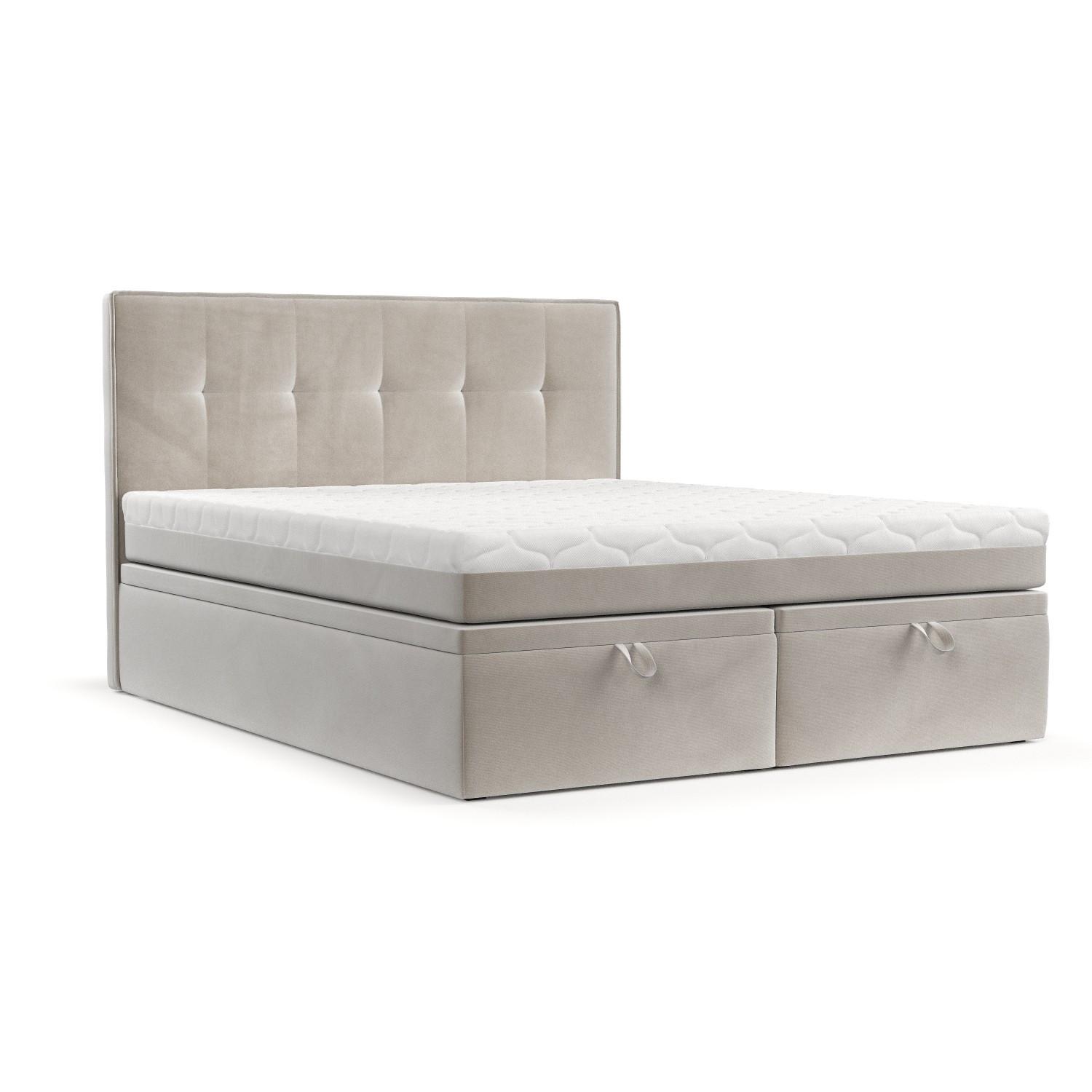 Wohnli Möbelsuche - BOXBETT Arivo 140/200 cm Hellbeige im Paros Stoff