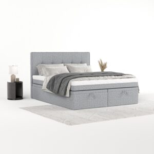 wohnli-moebel-suche-800001334984-1 BOXBETT Arivo 140/200 cm Grau im Riva Stoff Textil AltaBeds Möbel > Betten > Boxspringbetten Grau