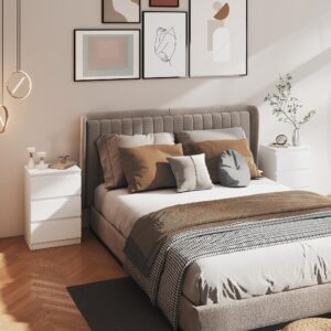 wohnli-moebel-suche-800001337257-1 NACHTTISCH 2er Set MDF Weiß Holzwerkstoff HOMCOM Möbel > Kommoden & Schubladenschränke > Nachttische Weiß