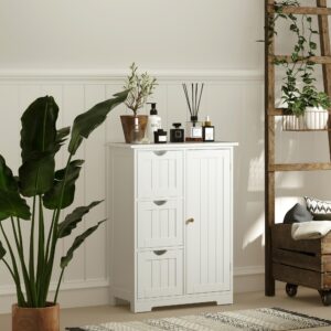 BADEZIMMERSCHRANK MDF Weiß Holzwerkstoff HOMCOM Möbel > Schränke > Badezimmerschränke Weiß
