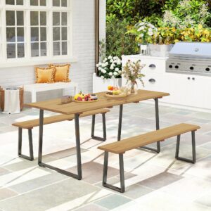 wohnli-moebel-suche-800001337766-1 SITZGRUPPE 3er Set Tannenholz Stahl Naturholz Holz Outsunny Garten & Outdoor > Gartenmöbel > Gartenmöbel-Sets Braun
