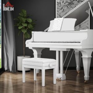 wohnli-moebel-suche-800001338306-1 KLAVIERBANK Gummiholz Kunstleder Weiß Kunststoff HOMCOM Möbel > Sessel > Hocker Weiß
