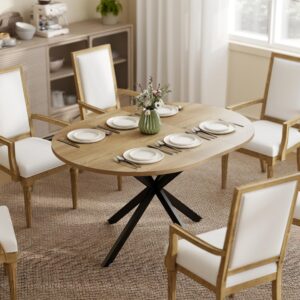 wohnli-moebel-suche-800001338326-1 AUSZIEHBARER-ESSTISCH MDF Stahl Naturholz Holzwerkstoff HOMCOM Möbel > Tische > Esstische Braun
