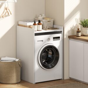 wohnli-moebel-suche-800001338351-1 WASCHMASCHINENSCHRANK MDF Weiß Holzwerkstoff HOMCOM Möbel > Schränke > Badezimmerschränke Weiß