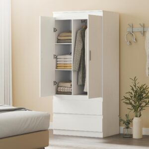 wohnli-moebel-suche-800001338369-1 KLEIDERSCHRANK Spanplatte MDF Weiß Holzwerkstoff HOMCOM Möbel > Schränke > Kleiderschränke Weiß