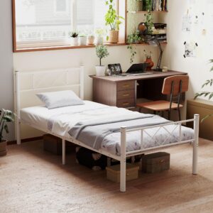 wohnli-moebel-suche-800001338699-1 BETTRAHMEN Stahl Weiß Metall HOMCOM Möbel > Betten Weiß
