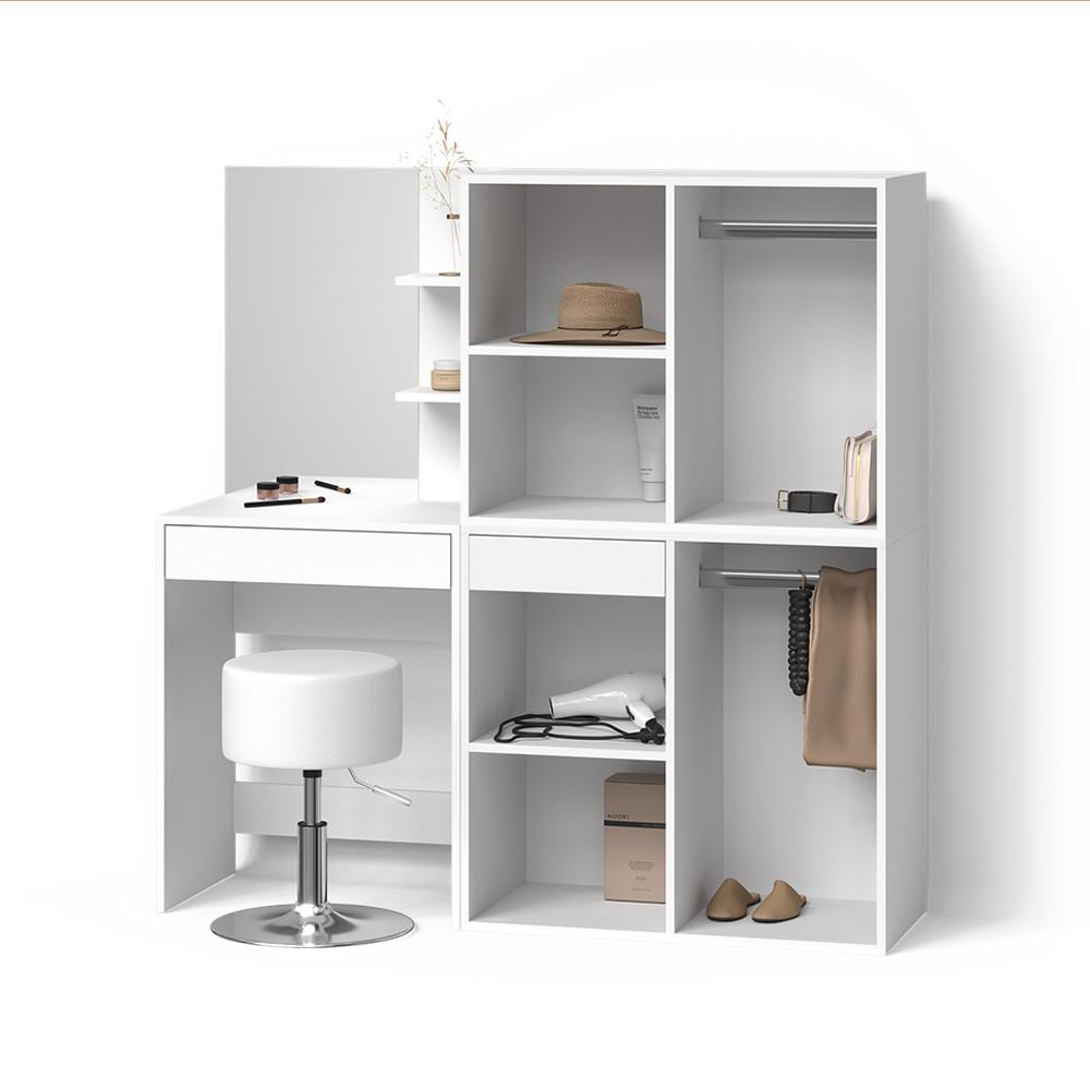 Wohnli Möbelsuche - SCHMINKTISCH Nola Weiß 140 cm mit Hocker und Schrank