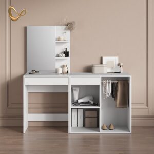 SCHMINKTISCH Nola Weiß 140 cm mit Schrank Holzwerkstoff Livinity® Möbel > Tische > Schminktische Weiß
