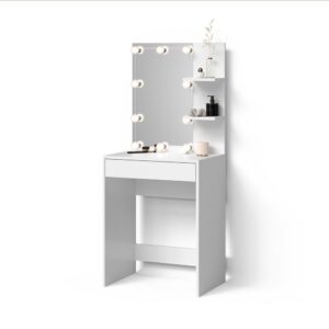Wohnli Möbelsuche - SCHMINKTISCH Nola Weiß 60 cm mit LED Beleuchtung