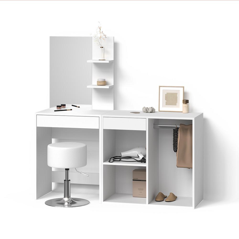 Wohnli Möbelsuche - SCHMINKTISCH Nola Weiß 140 cm mit Hocker