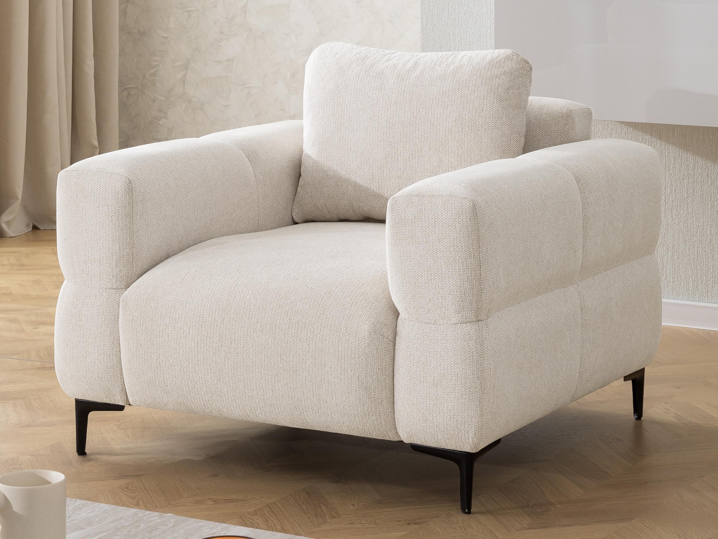 SESSEL Cardea in Bubble-Optik aus weichem Creme Strukturstoff mit hohem Sitzkomfort Textil S-Style Möbel Möbel > Sessel > Polstersessel Weiß