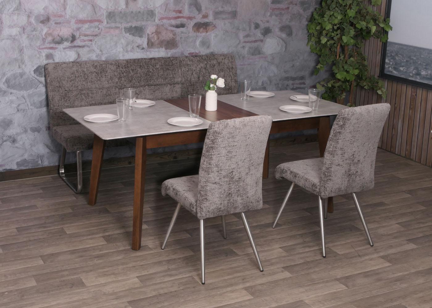 ESSZIMMER-SET Grau 3er-Set Textil MCW Möbel > Bänke > Eckbänke Grau