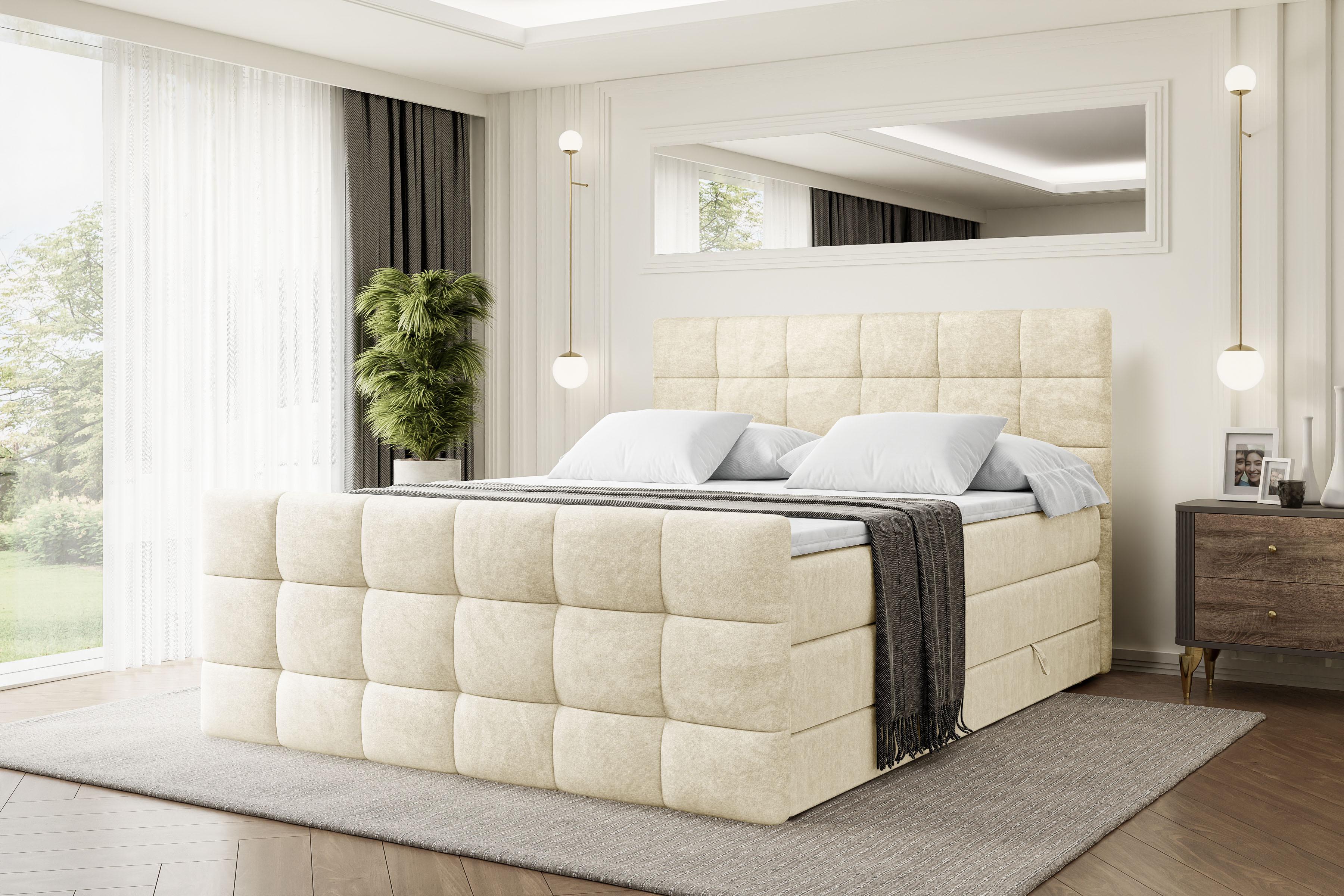 wohnli-moebel-suche-800001349131-1 BOXSPRINGBETT BRUGO-Z KING - 200 x 200 - H3/H4 - Beige Holzwerkstoff ALTDECOR Möbel > Betten > Boxspringbetten Beige