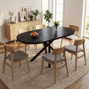 wohnli-moebel-suche-800001350519-1 ESSTISCH ausziehbar 100–140 cm in Marmor-Optik & Schwarz Holzwerkstoff Urban Meuble Möbel > Tische > Esstische Schwarz