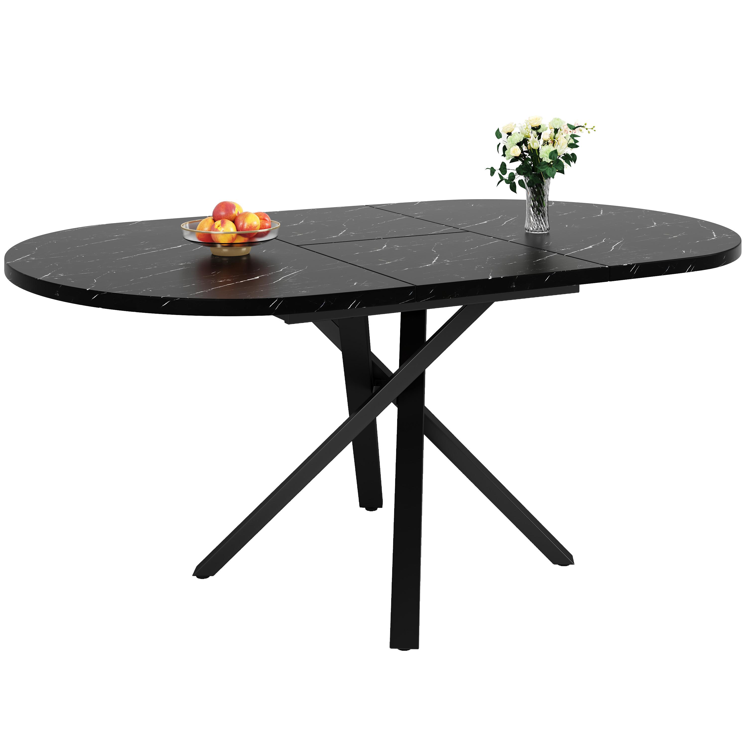 wohnli-moebel-suche-800001350519 Wohnli Möbelsuche - ESSTISCH ausziehbar 100–140 cm in Marmor-Optik & Schwarz