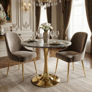 wohnli-moebel-suche-800001350524-1 ESSTISCH Ø 70 cm Runder Marmor-Optik Keramik Urban Meuble Möbel > Tische > Esstische Grau