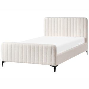 BETT mit Lattenrost 120/200 cm Cremeweiß Lunan Textil Beliani Möbel > Betten Weiß