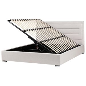 Wohnli Möbelsuche - BETT mit Stauraum 180/200 cm Hellbeige Rouen