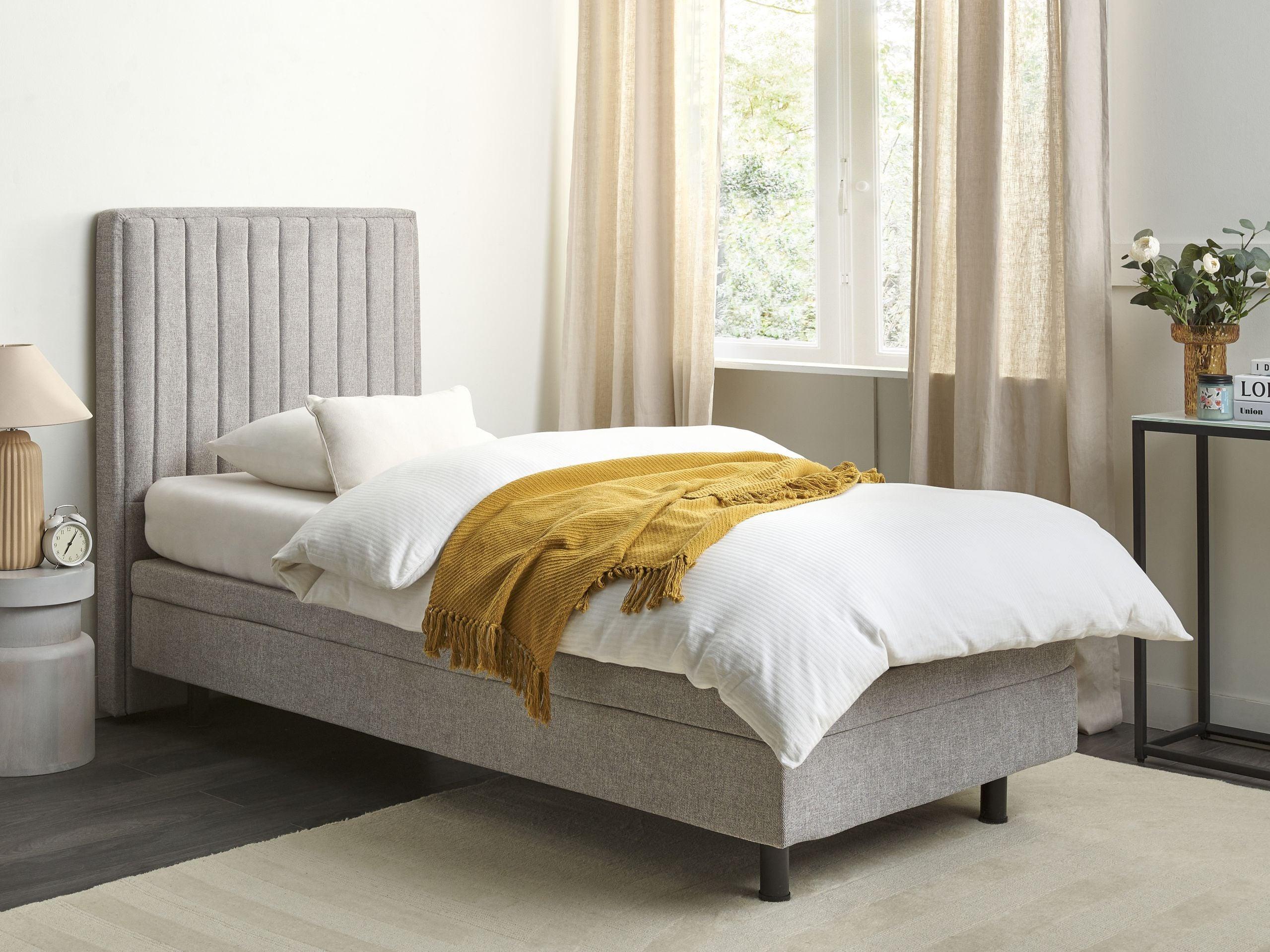 BETT 90/200 cm Hellgrau Duke II Textil Beliani Möbel > Betten Grau