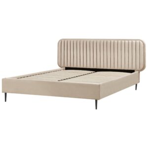wohnli-moebel-suche-800001353427-1 BETT mit Lattenrost 160/200 cm Taupe Brin Textil Beliani Möbel > Betten Taupe