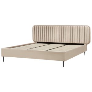 BETT mit Lattenrost 180/200 cm Taupe Brin Textil Beliani Möbel > Betten Taupe