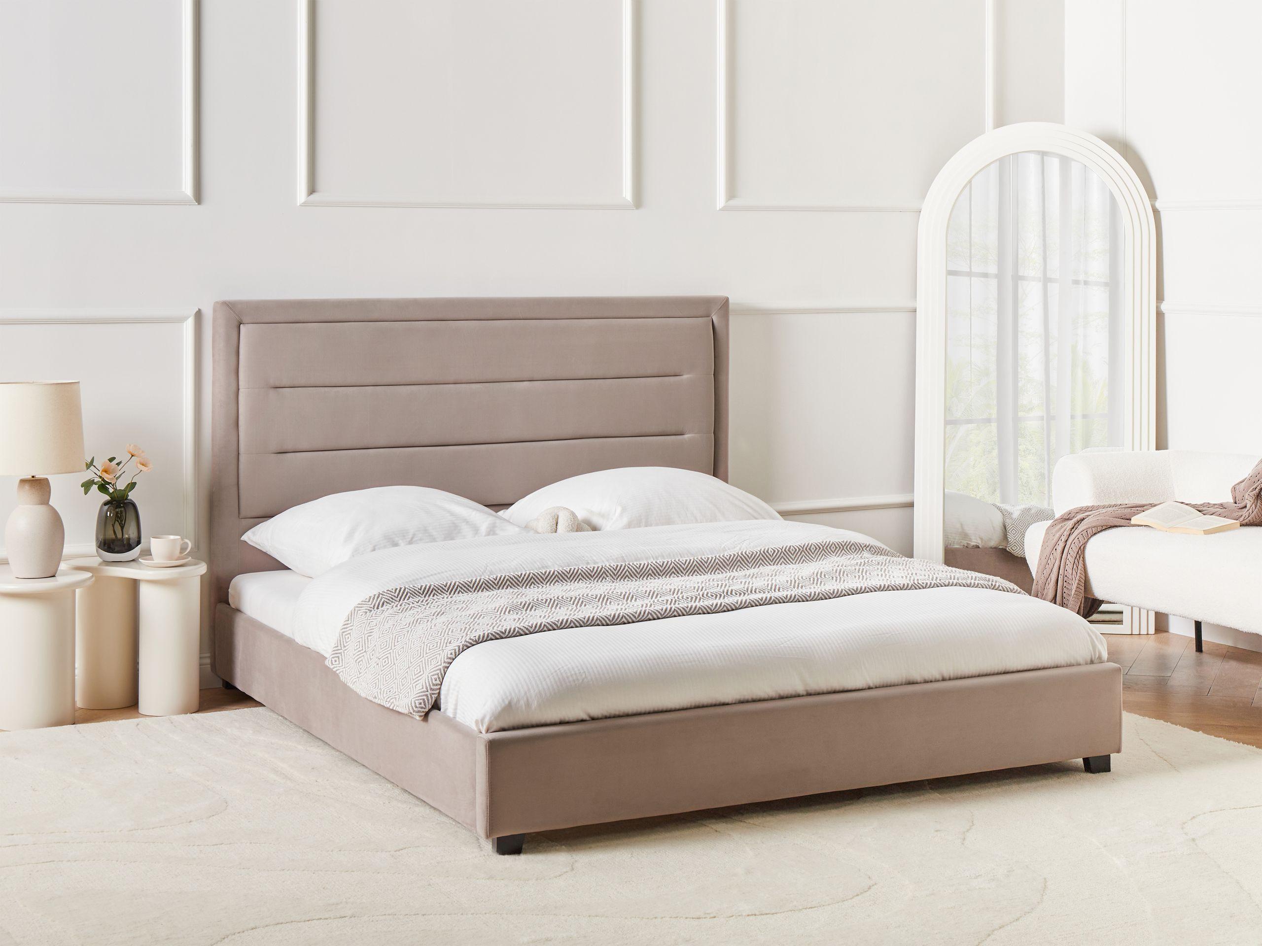 wohnli-moebel-suche-800001353440-1 WASSERBETT 160/200 cm Taupe Rouen Textil Beliani Möbel > Betten Taupe