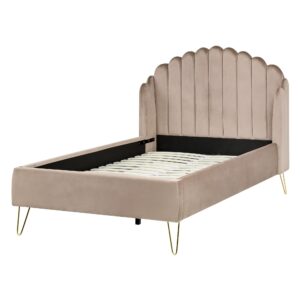 wohnli-moebel-suche-800001353449-1 BETT mit Lattenrost 120/200 cm Taupe Ambillou Textil Beliani Möbel > Betten Taupe