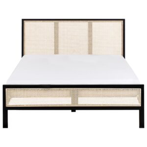 BETT mit Lattenrost 140/200 cm Hellbraun Salernas Holz Beliani Möbel > Betten Schwarz