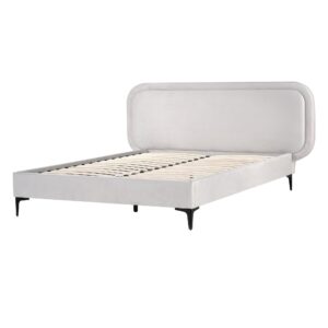 BETT mit Lattenrost 140/200 cm Hellgrau Suzette Textil Beliani Möbel > Betten Grau
