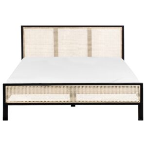BETT mit Lattenrost 160/200 cm Hellbraun Salernas Holz Beliani Möbel > Betten Schwarz