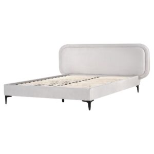 wohnli-moebel-suche-800001353486-1 BETT mit Lattenrost 160/200 cm Hellgrau Suzette Textil Beliani Möbel > Betten Grau
