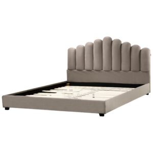 wohnli-moebel-suche-800001353516-1 BETT mit Lattenrost 180/200 cm Taupe Vincennes Textil Beliani Möbel > Betten Taupe