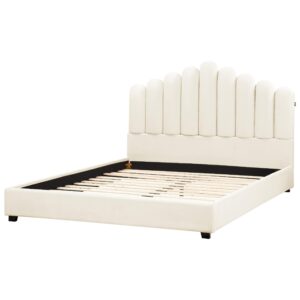 wohnli-moebel-suche-800001353525-1 BETT mit Lattenrost 180/200 cm Cremeweiß Vincennes Textil Beliani Möbel > Betten Weiß