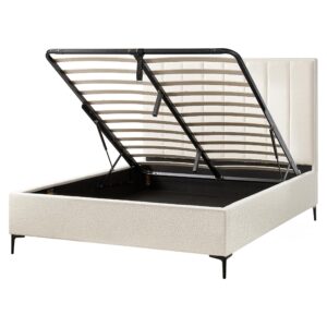 wohnli-moebel-suche-800001353568-1 BETT mit Stauraum 160/200 cm Cremeweiß Sezanne Textil Beliani Möbel > Betten Weiß