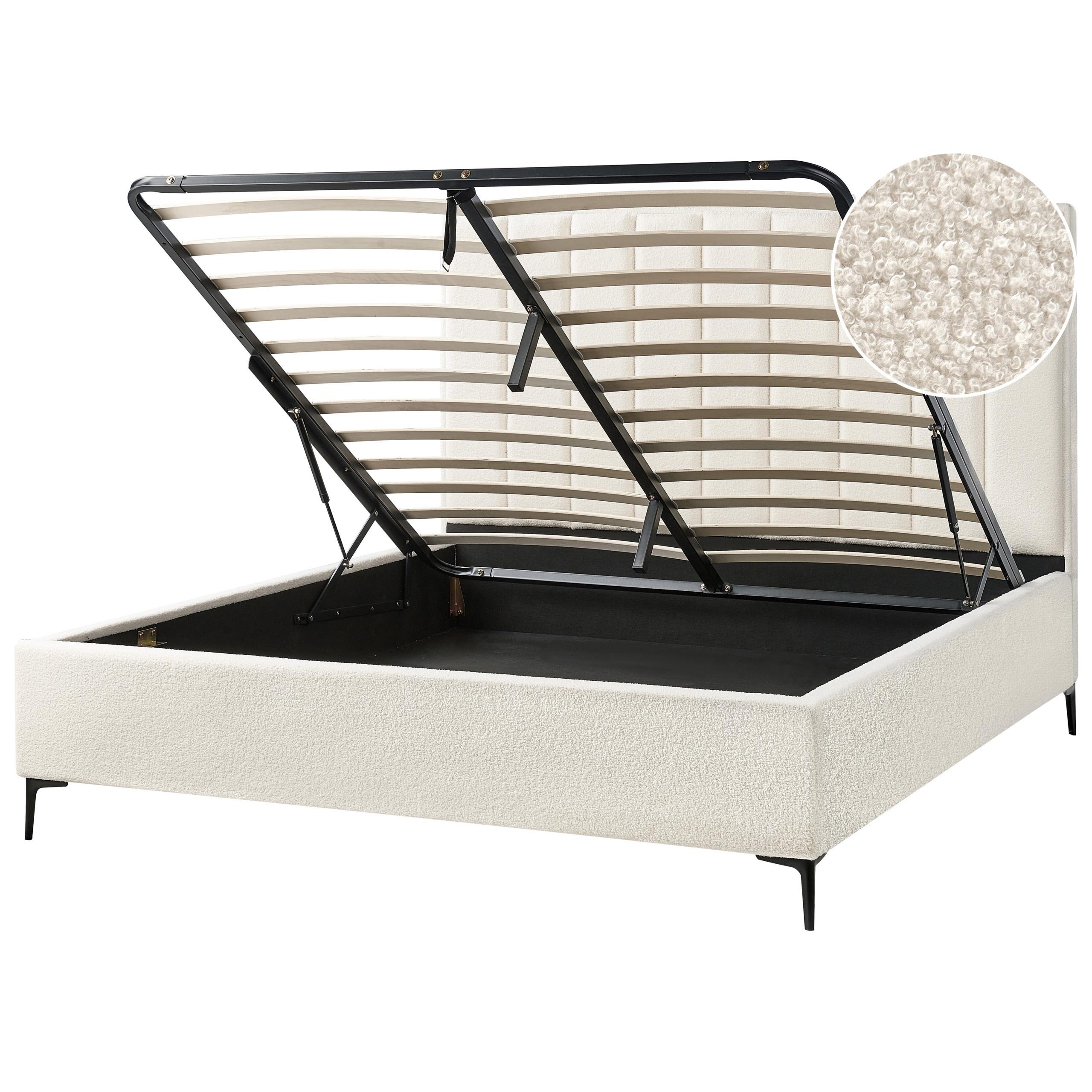 Wohnli Möbelsuche - BETT mit Stauraum 180/200 cm Cremeweiß Sezanne