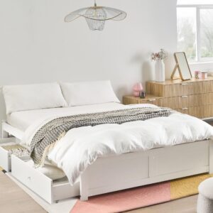 BETT 140/200 cm Weiß Brux Holzwerkstoff Beliani Möbel > Betten Weiß