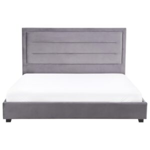 BETT mit Lattenrost 180/200 cm Dunkelgrau Rouen Textil Beliani Möbel > Betten Grau