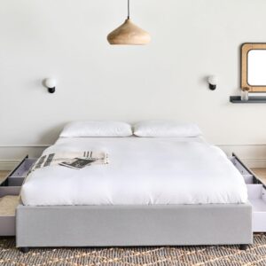 BETT 140/200 cm Hellgrau Prades Textil Beliani Möbel > Betten Grau