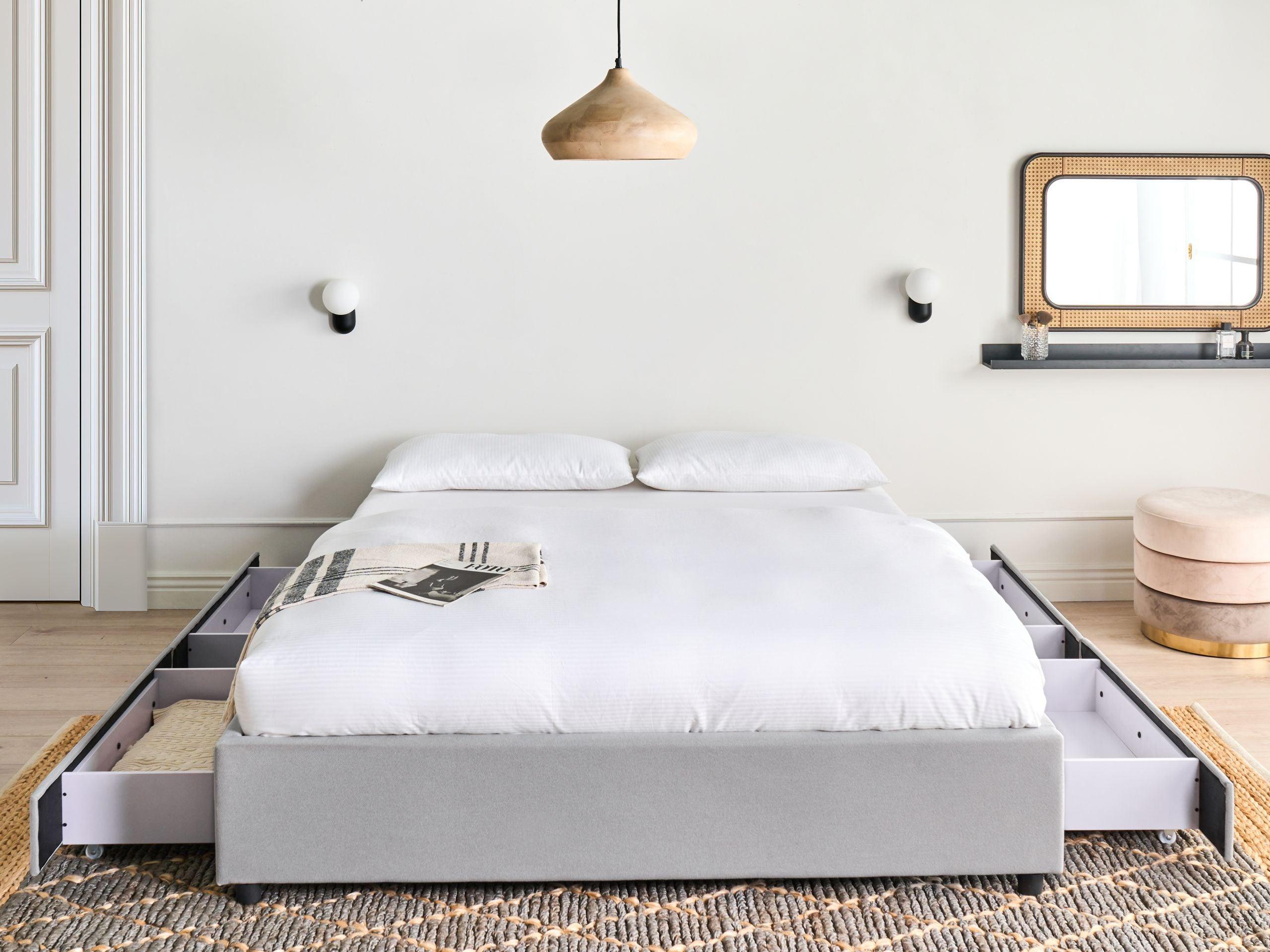 BETT 140/200 cm Hellgrau Prades Textil Beliani Möbel > Betten Grau