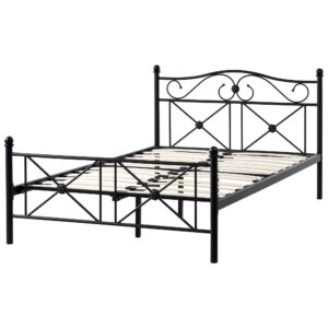wohnli-moebel-suche-800001353785-1 BETT mit Lattenrost 120/200 cm Schwarz Rodez Metall Beliani Möbel > Betten Schwarz
