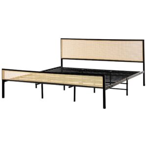 BETT mit Lattenrost 180/200 cm Hellbraun Avanton Metall Beliani Möbel > Betten Schwarz