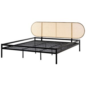 BETT mit Lattenrost 180/200 cm Hellbraun Boulin Metall Beliani Möbel > Betten Schwarz