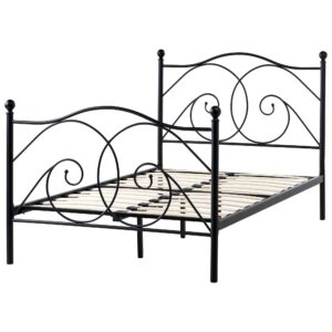 BETT mit Lattenrost 120/200 cm Schwarz Dinard Metall Beliani Möbel > Betten Schwarz