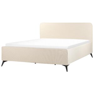 BETT mit Lattenrost 180/200 cm Hellbeige Valognes Textil Beliani Möbel > Betten Beige
