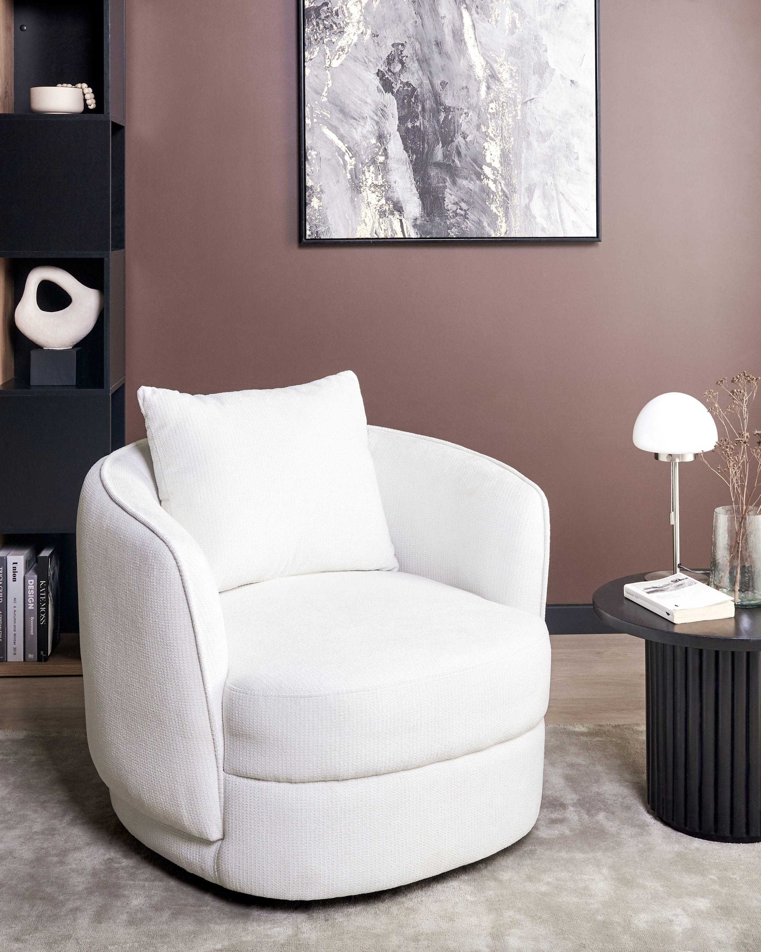 DREHSESSEL Cremeweiß Andalen Textil Beliani Möbel > Sessel > Polstersessel Weiß
