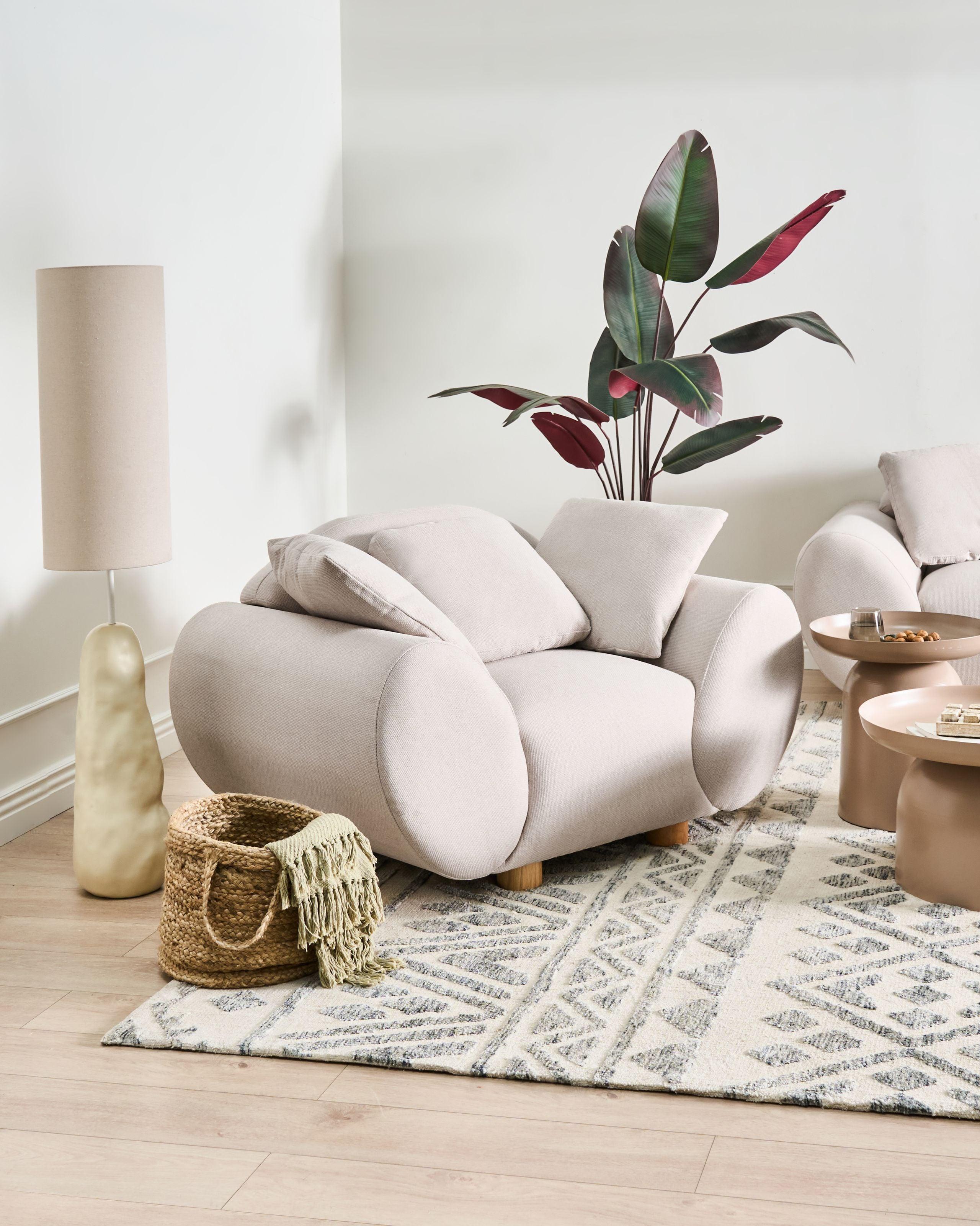 SESSEL Hellbeige Ringel Textil Beliani Möbel > Sessel > Polstersessel Beige