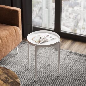 BEISTELLTISCH mit runder Metallplatte H57 cm - COLE Metall Calicosy Möbel > Tische > Beistelltische Weiß